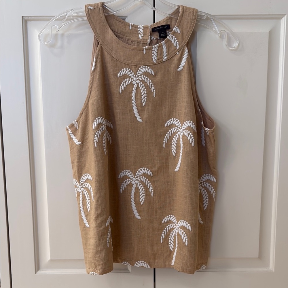 Brown Palm Tree Print Women's Top